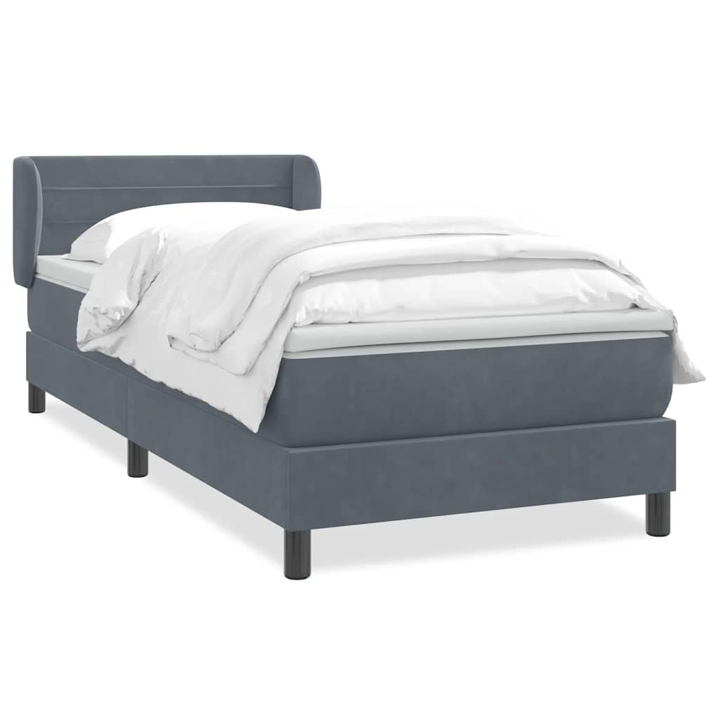 Giroletto a Molle con Materasso Grigio Scuro 80x210 cm Velluto | homemem39