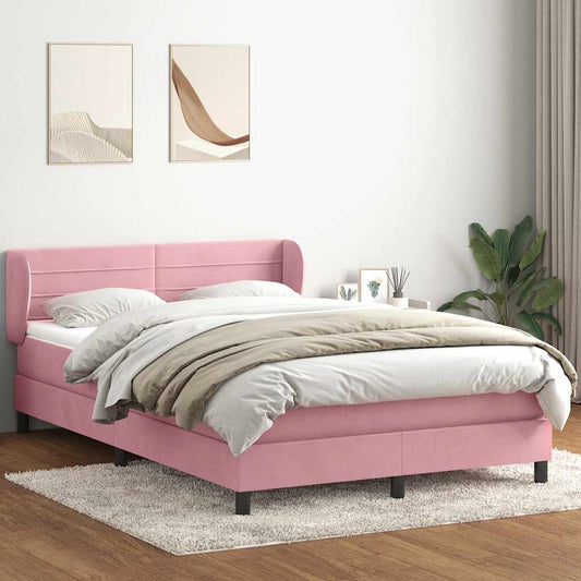 Giroletto a Molle con Materasso Rosa 160x210 cm in Velluto | homemem39