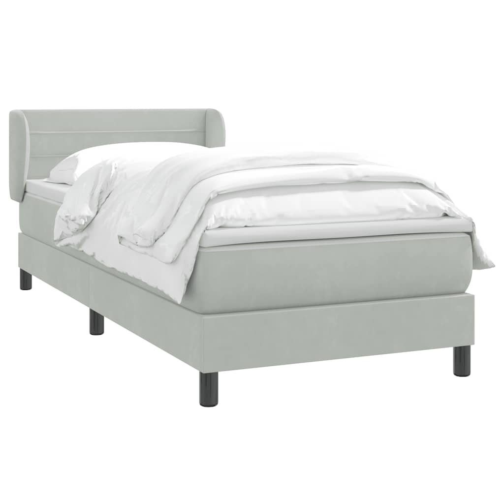 Giroletto a Molle con Materasso Grigio Chiaro 80x220 cm Velluto | homemem39