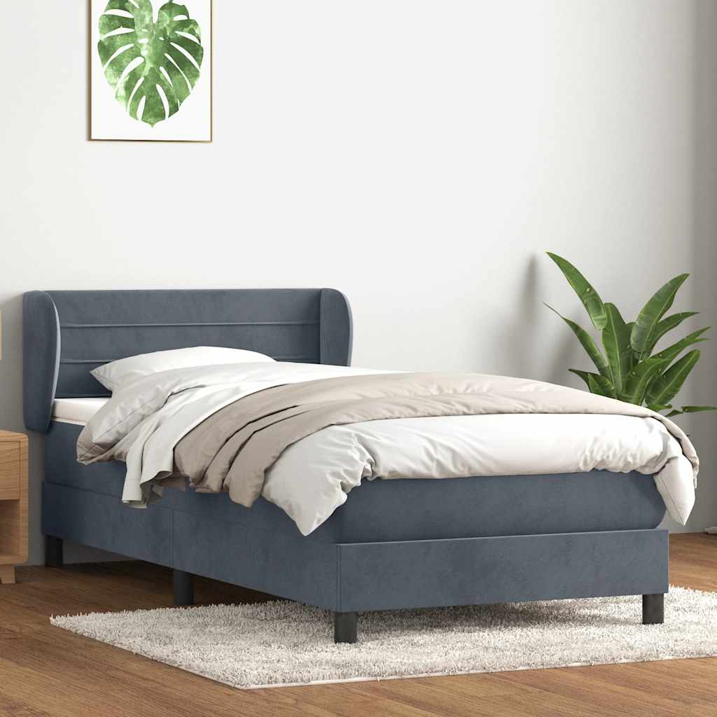 Giroletto a Molle con Materasso Grigio Scuro 80x220 cm Velluto | homemem39