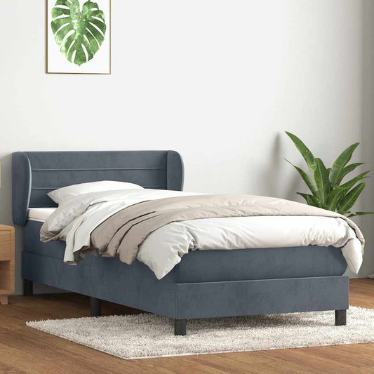 Giroletto a Molle con Materasso Grigio Scuro 80x220 cm Velluto | homemem39