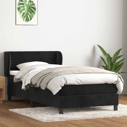 Giroletto a Molle con Materasso Nero 80x220 cm Velluto