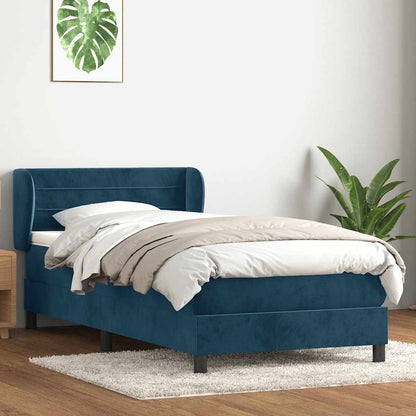 Giroletto a Molle con Materasso Blu Scuro 80x220 cm Velluto | homemem39