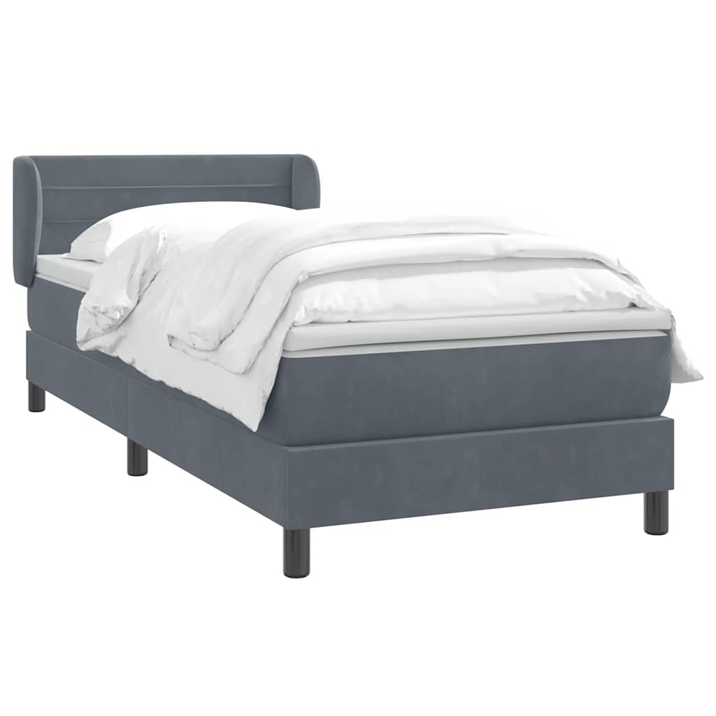 Giroletto a Molle con Materasso Grigio Scuro 90x220 cm Velluto | homemem39