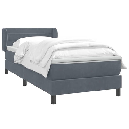 Giroletto a Molle con Materasso Grigio Scuro 90x220 cm Velluto | homemem39