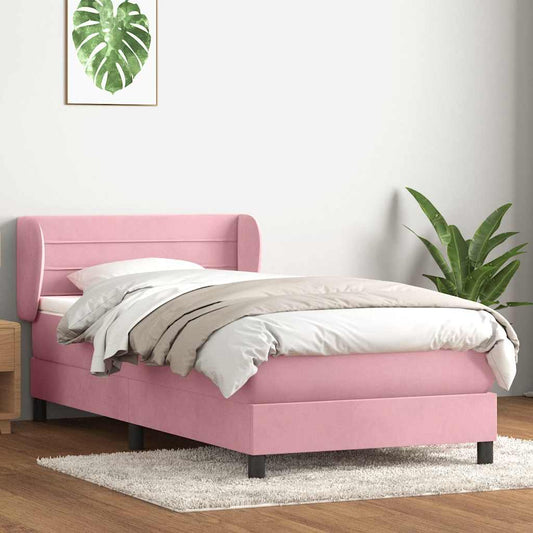 Giroletto a Molle con Materasso Rosa 90x220 cm Velluto | homemem39
