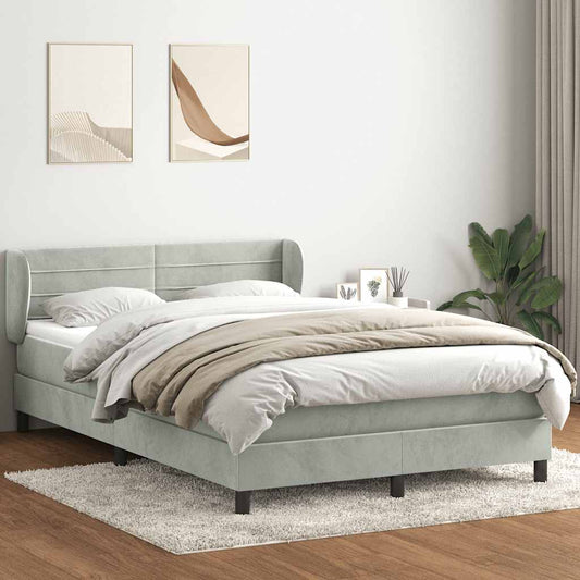 Giroletto a Molle con Materasso Grigio Chiaro 160x220cm Velluto