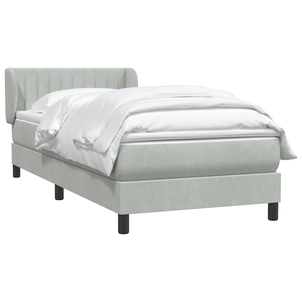Giroletto a Molle con Materasso Grigio Chiaro 80x210 cm Velluto | homemem39