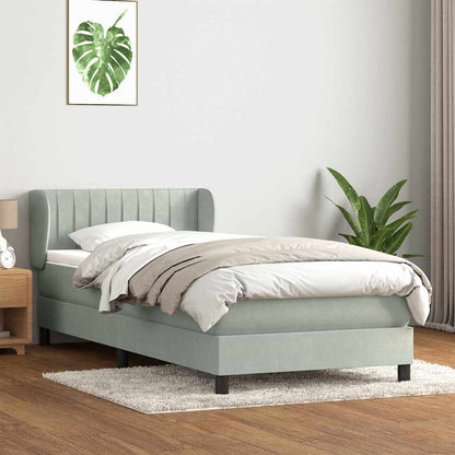 Giroletto a Molle con Materasso Grigio Chiaro 80x210 cm Velluto | homemem39