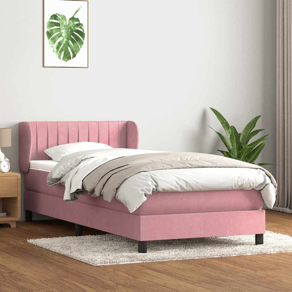 Giroletto a Molle con Materasso Rosa 90x210 cm Velluto