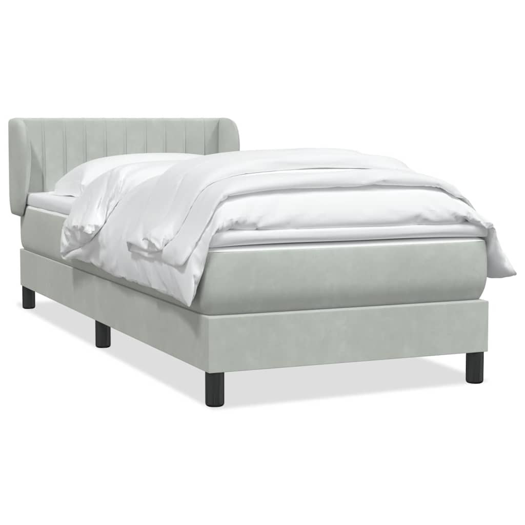 Giroletto a Molle con Materasso Grigio Chiaro 80x220 cm Velluto | homemem39