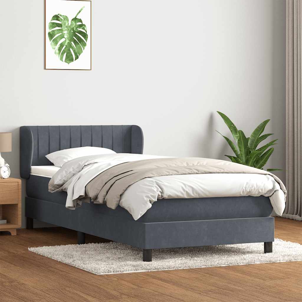 Giroletto a Molle con Materasso Grigio Scuro 80x220 cm Velluto | homemem39