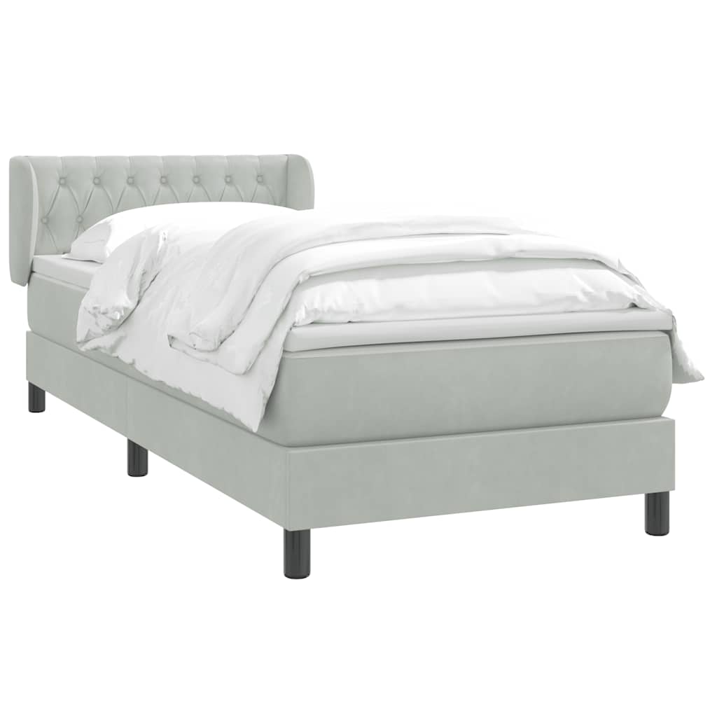 Giroletto a Molle con Materasso Grigio Chiaro 80x210 cm Velluto | homemem39