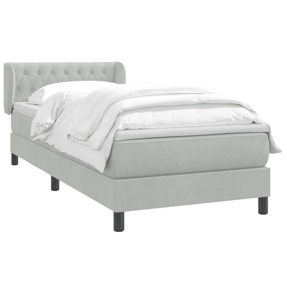 Giroletto a Molle con Materasso Grigio Chiaro 80x210 cm Velluto | homemem39