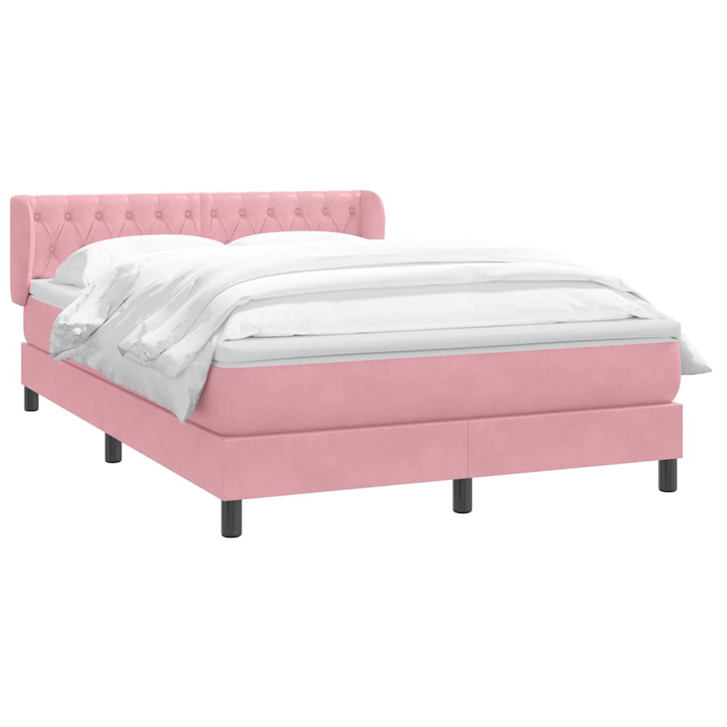 Giroletto a Molle con Materasso Rosa 140x210 cm in Velluto | homemem39
