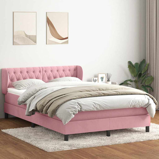 Giroletto a Molle con Materasso Rosa 160x210 cm in Velluto | homemem39