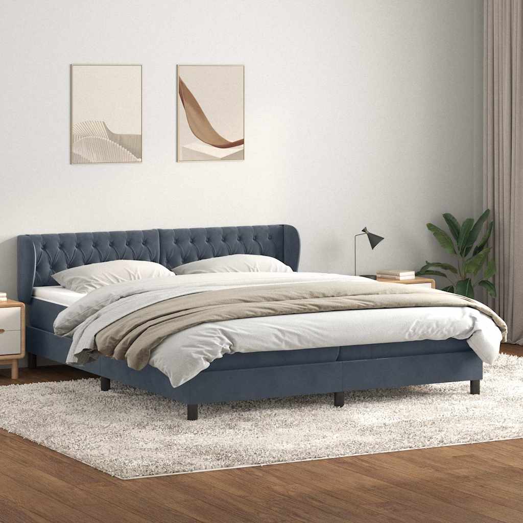 Giroletto a Molle con Materassi Grigio Scuro 180x210 cm Velluto | homemem39