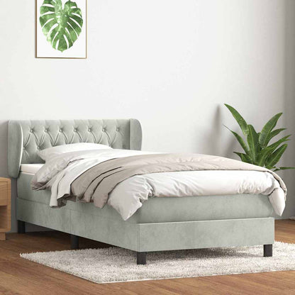 Giroletto a Molle con Materasso Grigio Chiaro 80x220 cm Velluto | homemem39