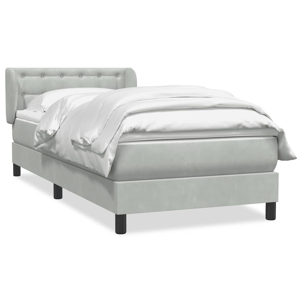 Giroletto a Molle con Materasso Grigio Chiaro 80x210 cm Velluto | homemem39
