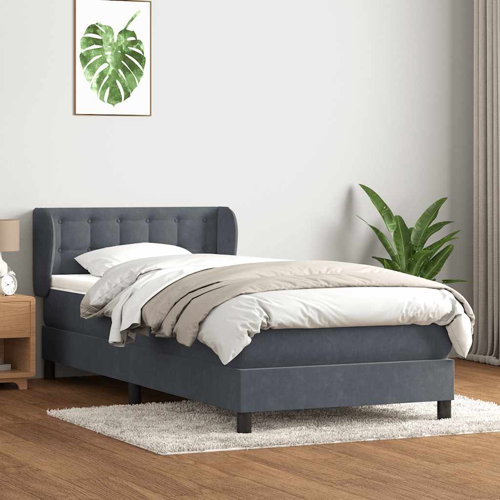 Giroletto a Molle con Materasso Grigio Scuro 80x220 cm Velluto | homemem39