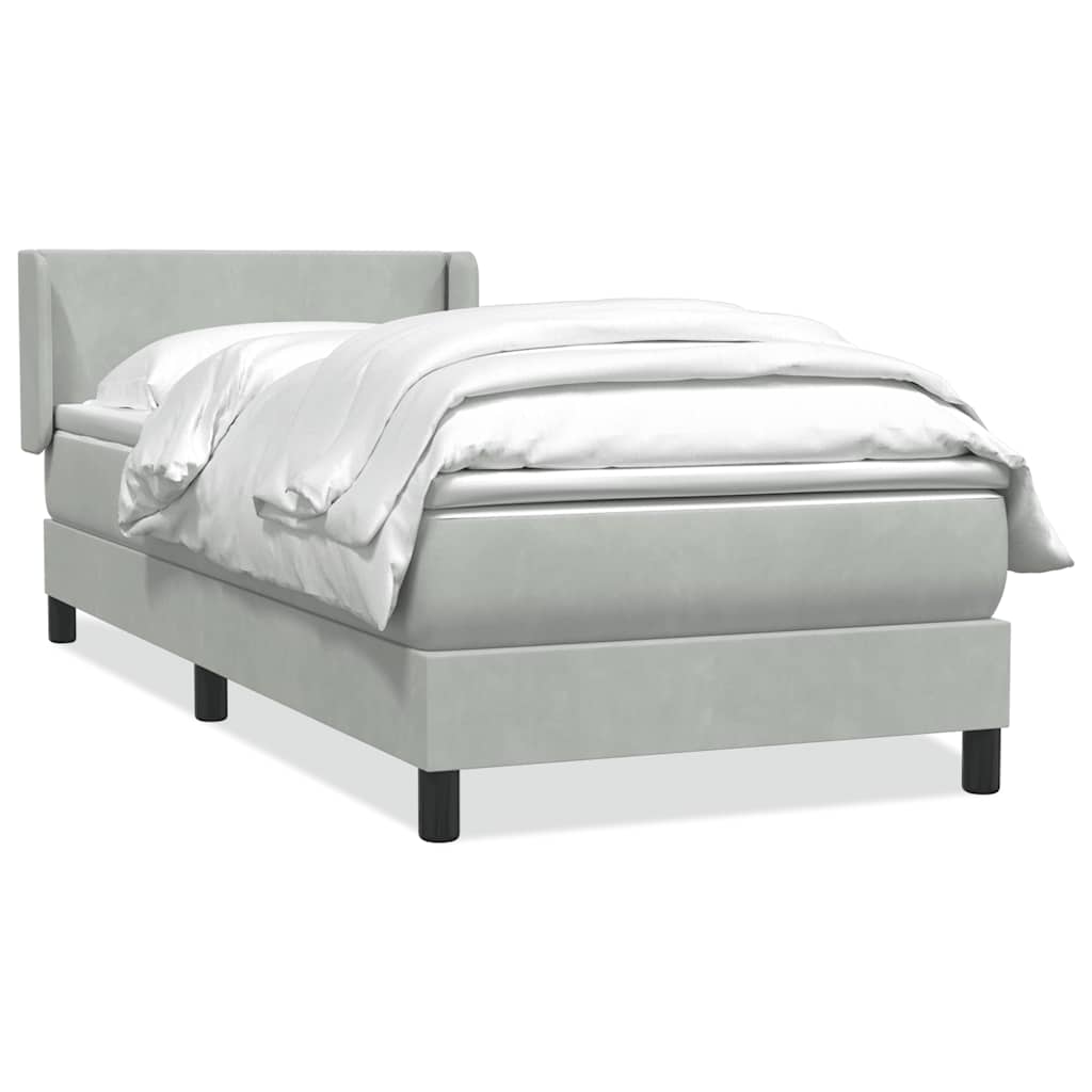 Giroletto a Molle con Materasso Grigio Chiaro 80x210 cm Velluto | homemem39