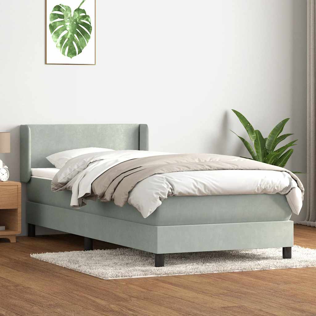 Giroletto a Molle con Materasso Grigio Chiaro 80x210 cm Velluto | homemem39