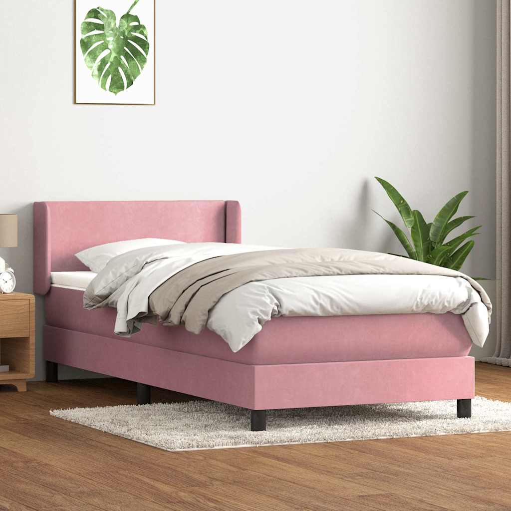 Giroletto a Molle con Materasso Rosa 90x210 cm Velluto | homemem39
