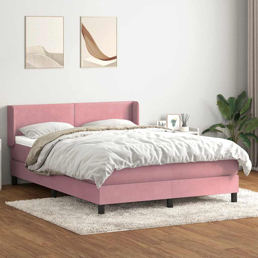 Giroletto a Molle con Materasso Rosa 160x210 cm in Velluto | homemem39