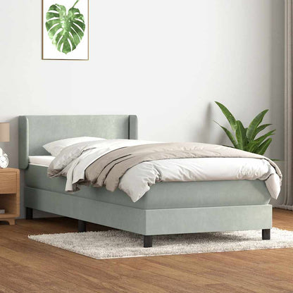 Giroletto a Molle con Materasso Grigio Chiaro 80x220 cm Velluto | homemem39