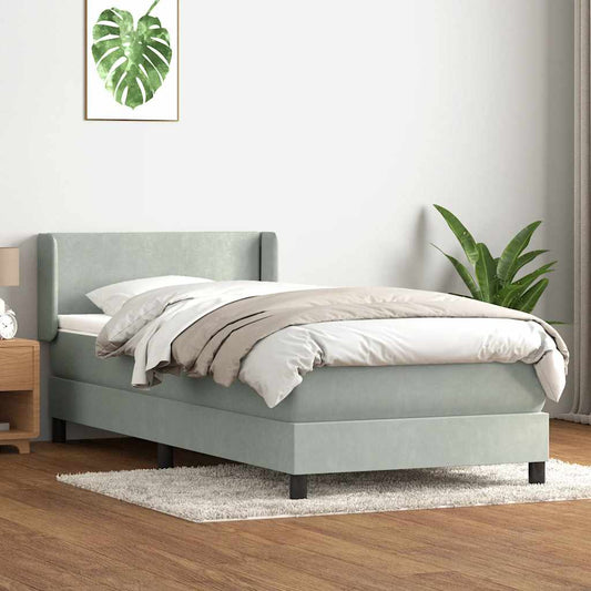 Giroletto a Molle con Materasso Grigio Chiaro 80x220 cm Velluto | homemem39