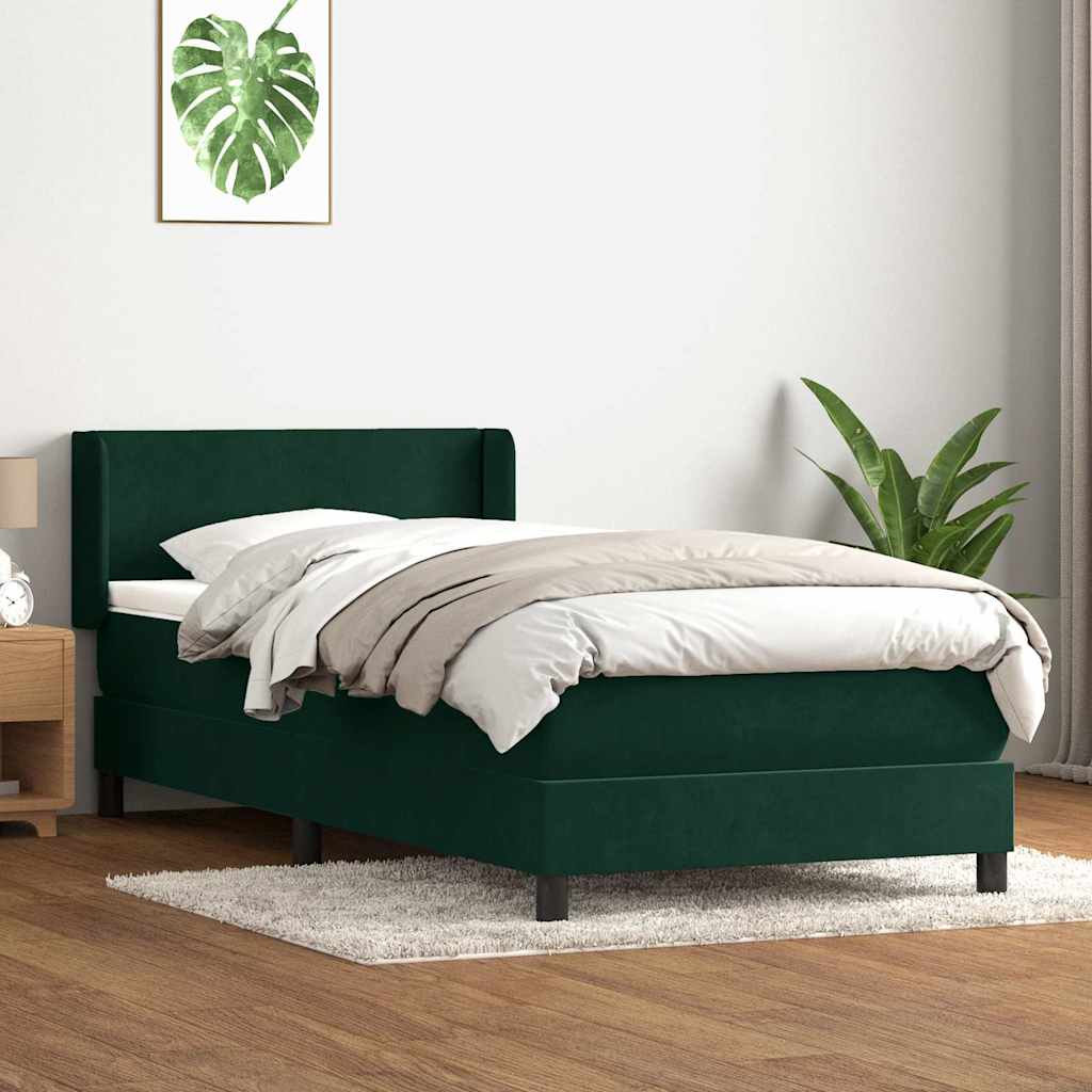 Giroletto a Molle con Materasso Verde Scuro 80x220 cm Velluto | homemem39