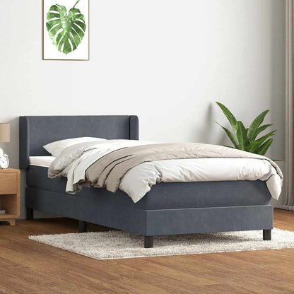 Giroletto a Molle con Materasso Grigio Scuro 90x220 cm Velluto | homemem39