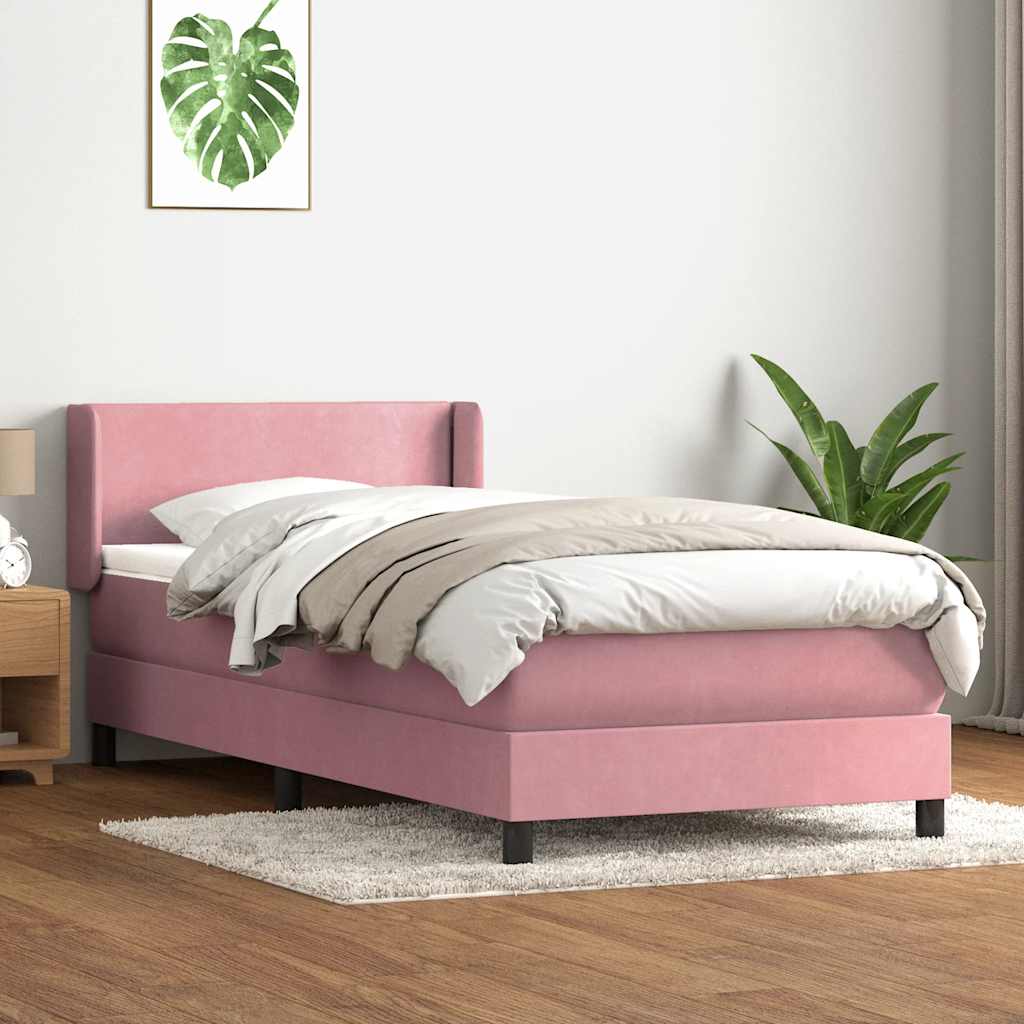 Giroletto a Molle con Materasso Rosa 90x220 cm Velluto | homemem39