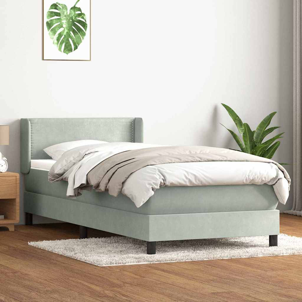 Giroletto a Molle con Materasso Grigio Chiaro 80x210 cm Velluto | homemem39