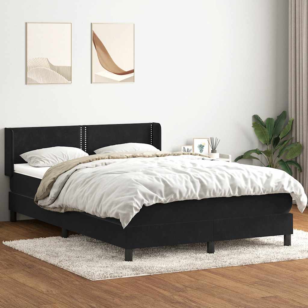 Giroletto a Molle con Materasso Nero 160x210 cm in Velluto | homemem39