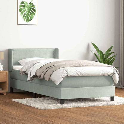 Giroletto a Molle con Materasso Grigio Chiaro 80x220 cm Velluto | homemem39
