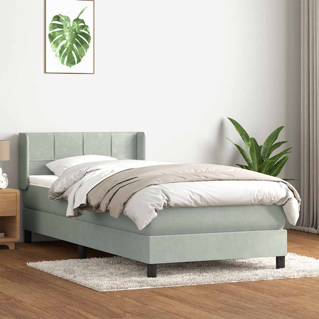 Giroletto a Molle con Materasso Grigio Chiaro 80x210 cm Velluto | homemem39