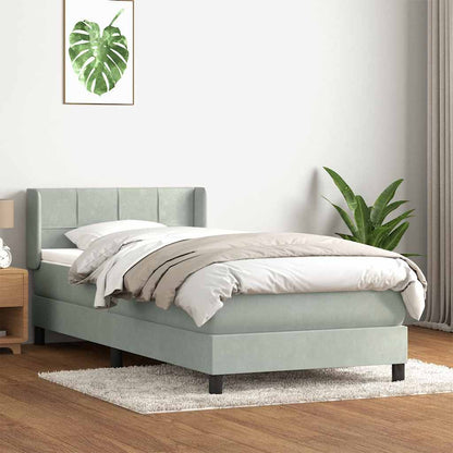 Giroletto a Molle con Materasso Grigio Chiaro 80x210 cm Velluto | homemem39