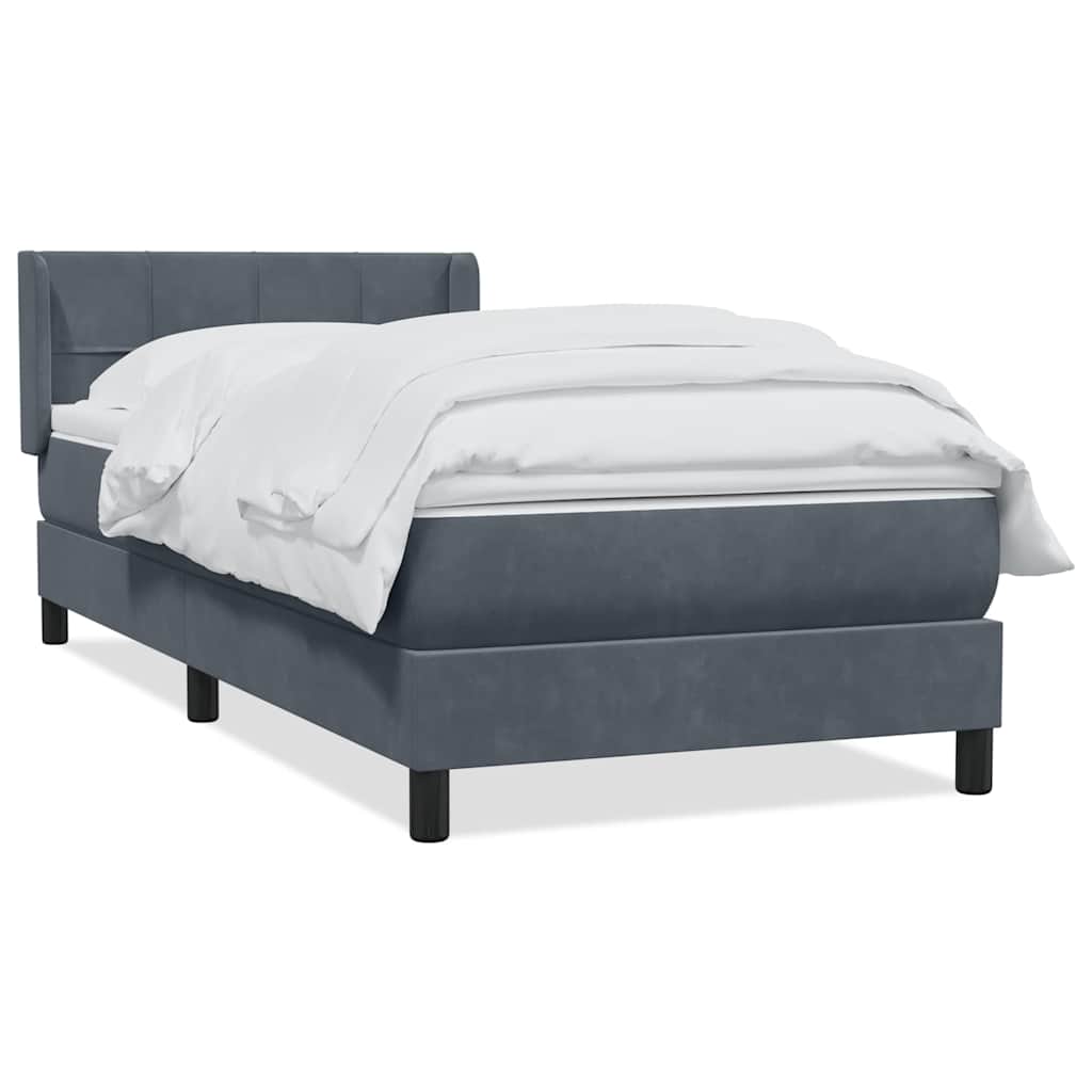 Giroletto a Molle con Materasso Grigio Scuro 80x210 cm Velluto | homemem39