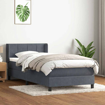 Giroletto a Molle con Materasso Grigio Scuro 80x210 cm Velluto