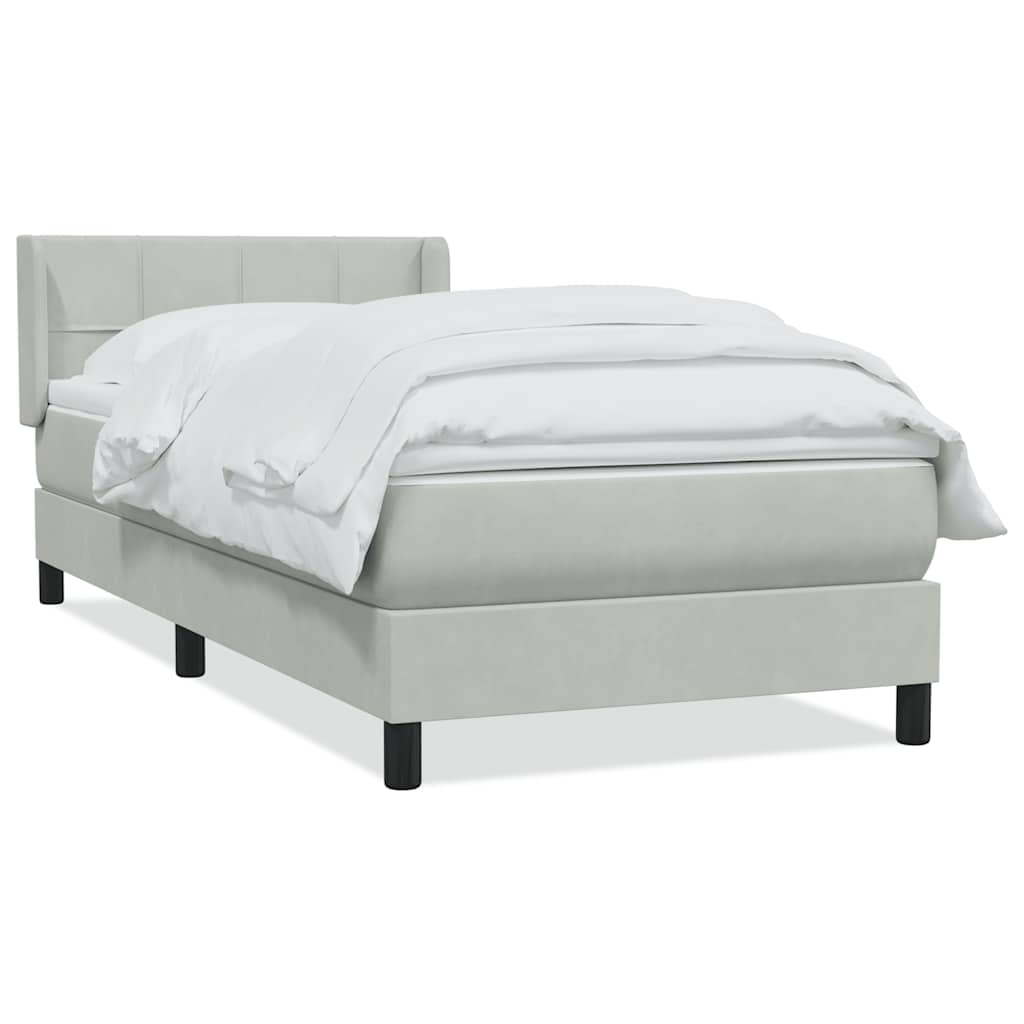 Giroletto a Molle con Materasso Grigio Chiaro 80x220 cm Velluto | homemem39