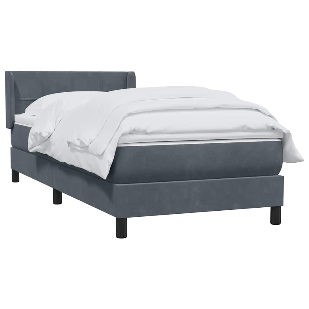 Giroletto a Molle con Materasso Grigio Scuro 80x220 cm Velluto | homemem39