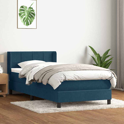 Giroletto a Molle con Materasso Blu Scuro 80x220 cm Velluto
