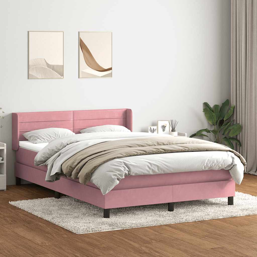 Giroletto a Molle con Materasso Rosa 160x210 cm in Velluto | homemem39