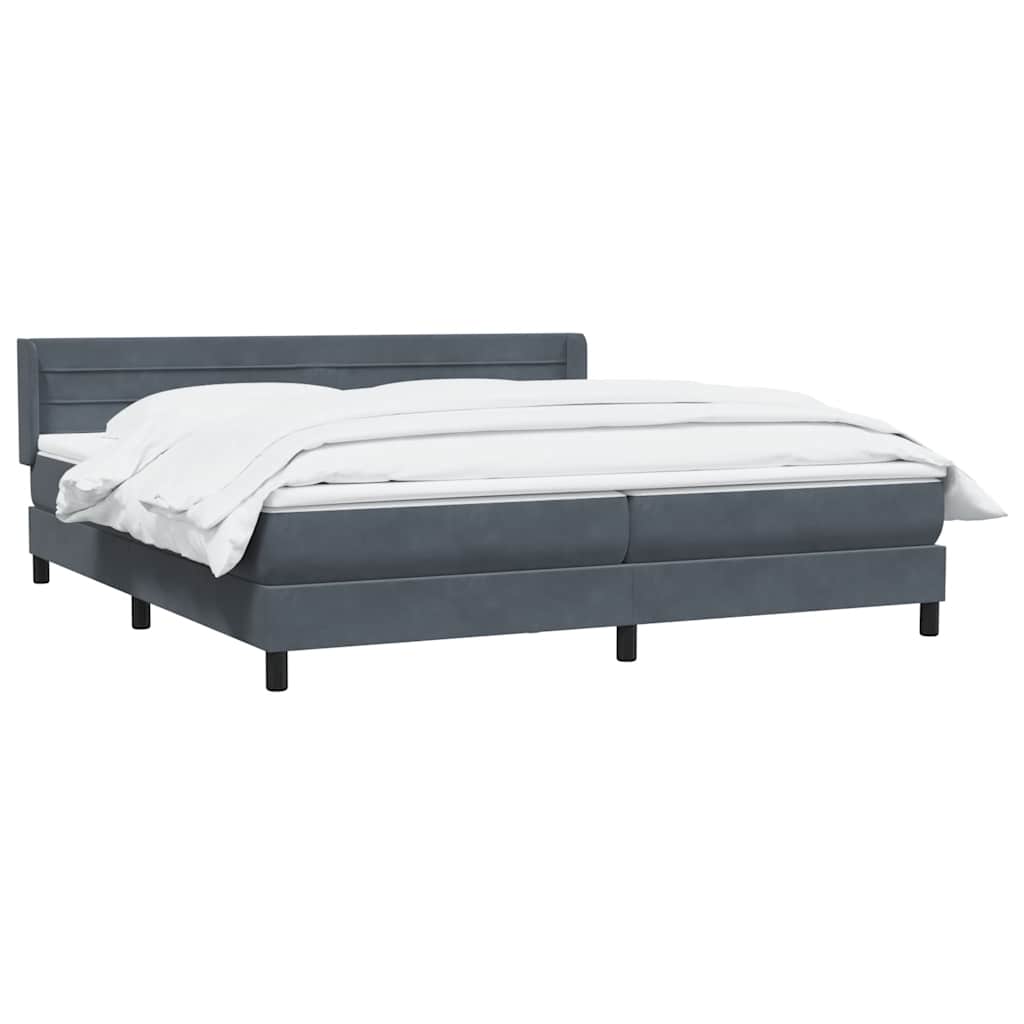 Giroletto a Molle con Materasso Grigio Scuro 180x210 cm Velluto