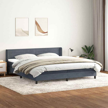 Giroletto a Molle con Materasso Grigio Scuro 180x210 cm Velluto