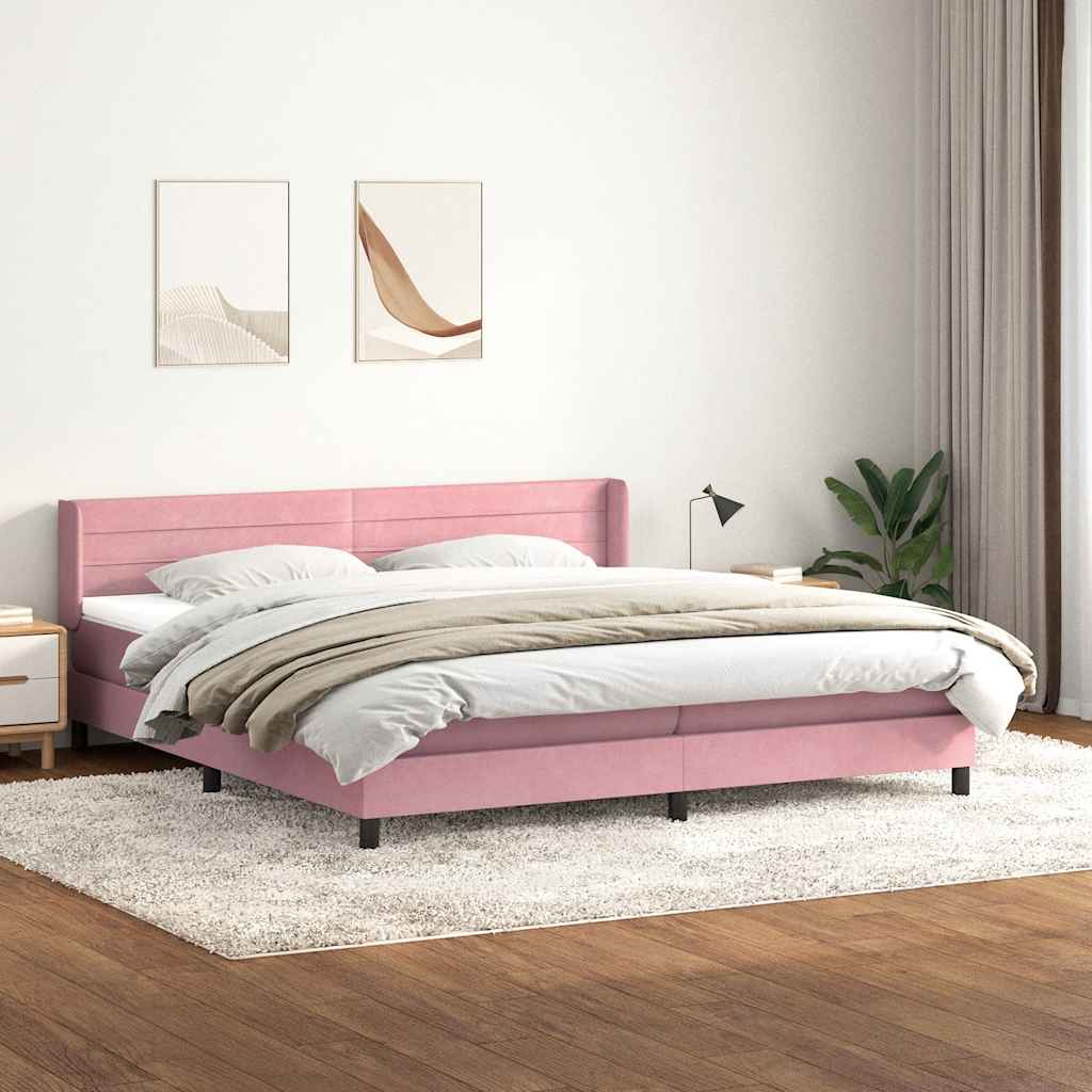 Giroletto a Molle con Materasso Rosa 180x210 cm in Velluto