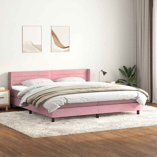 Giroletto a Molle con Materasso Rosa 180x210 cm in Velluto
