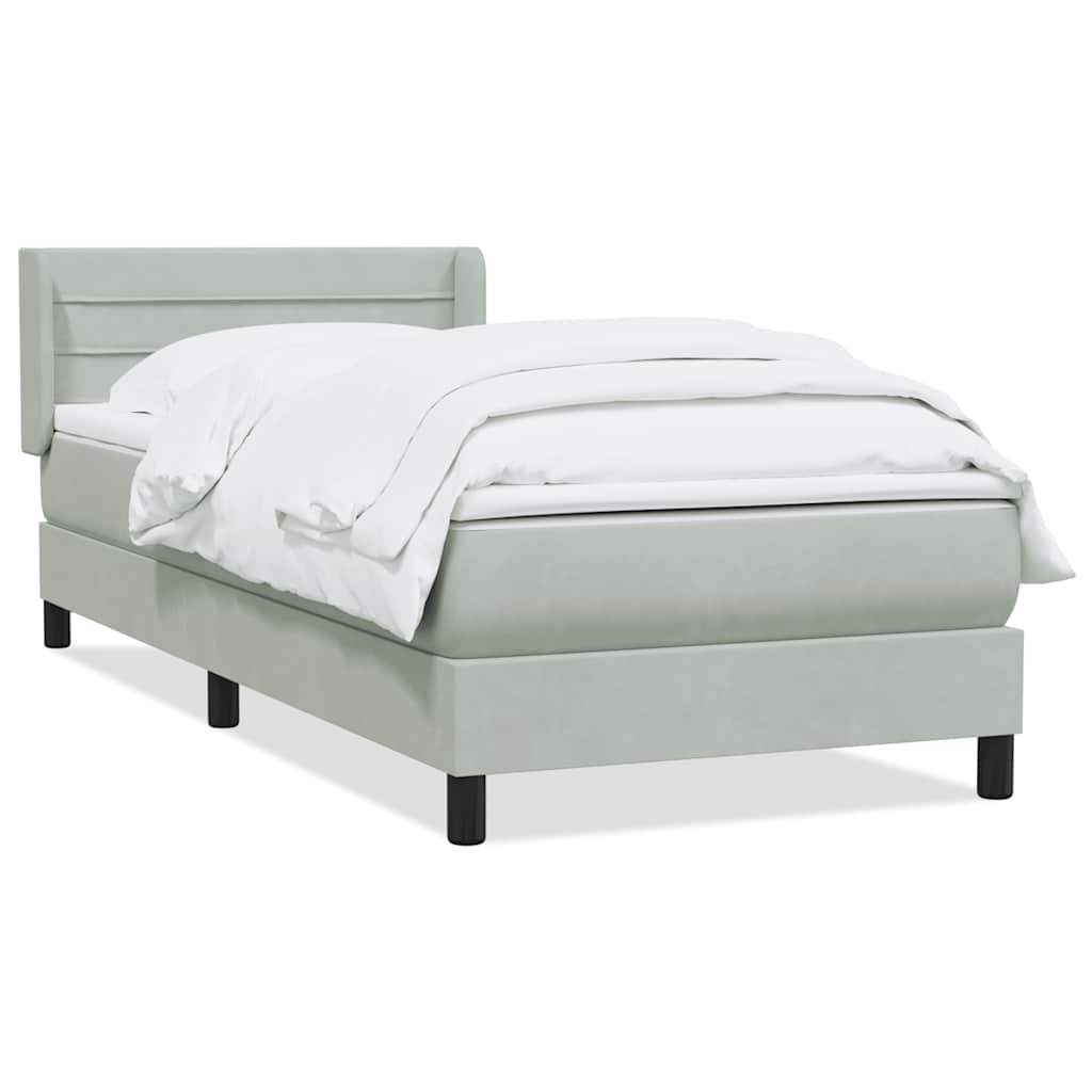 Giroletto a Molle con Materasso Grigio Chiaro 80x220 cm Velluto