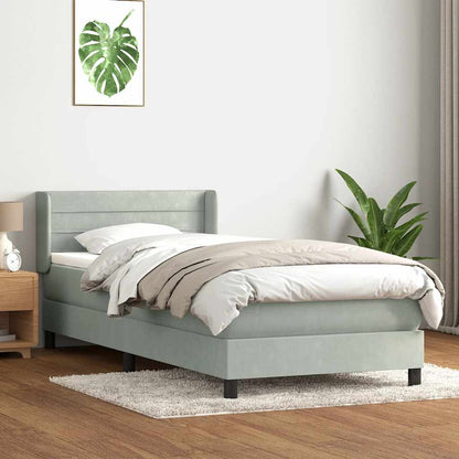 Giroletto a Molle con Materasso Grigio Chiaro 80x220 cm Velluto